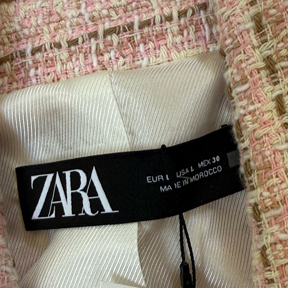 Zara Blush Pink Tweed Blazer Sz L (NWT) - $39 - Picture 4 of 11